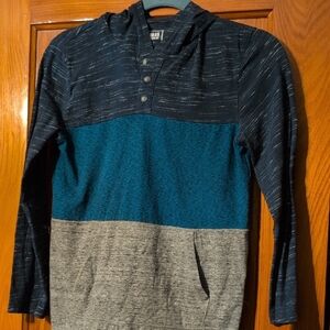 Stylish Urban Pipeline Blue and Gray Kids Hoodie